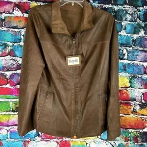 NWT Bugatti Reversible Leather Light Weight Zip Front Jacket XL